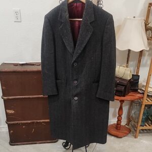 Men's Classic Gray Overcoat 100% Pure Wool